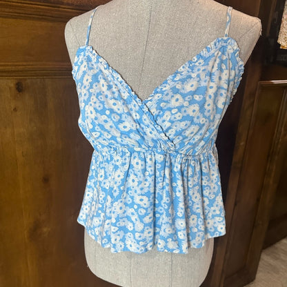 SIZE  L Abound Blue and White Fitted Wrap Camisole