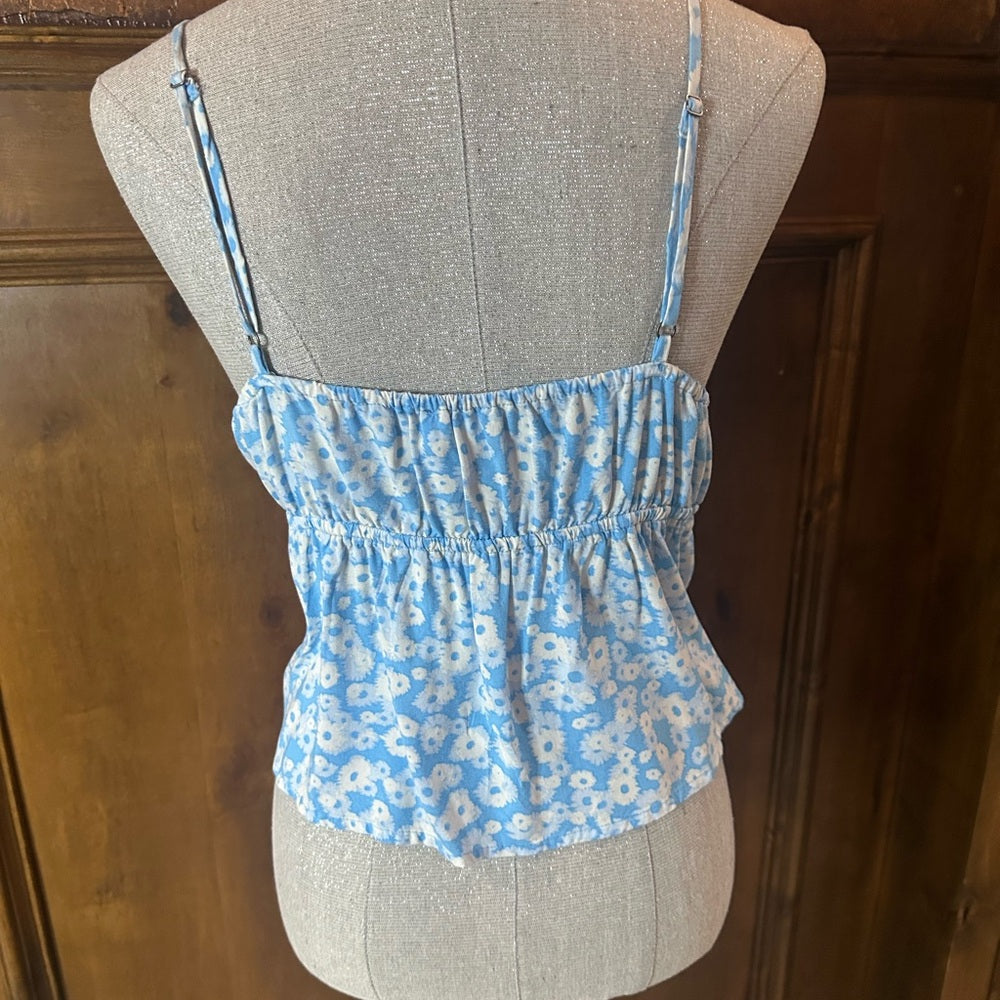 SIZE  L Abound Blue and White Fitted Wrap Camisole