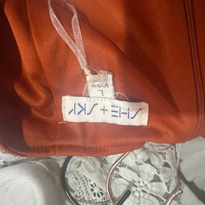 NWT SIZE L She + Sky Orange Ruched Ruffled Mini Skirt