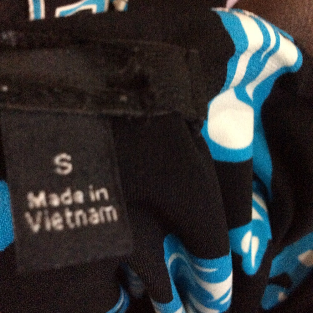 SIZE S Black and Blue Square Neck Sleeveless Maxi Dress