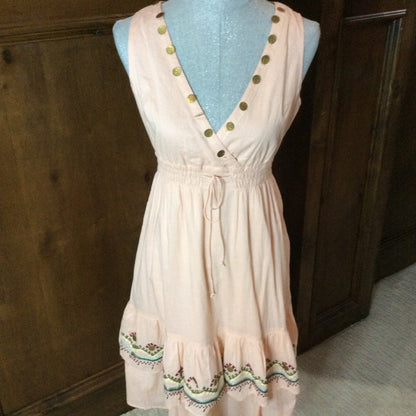 NWT SIZE S Pink Sleeveless Tiered Sundress with V-Neck