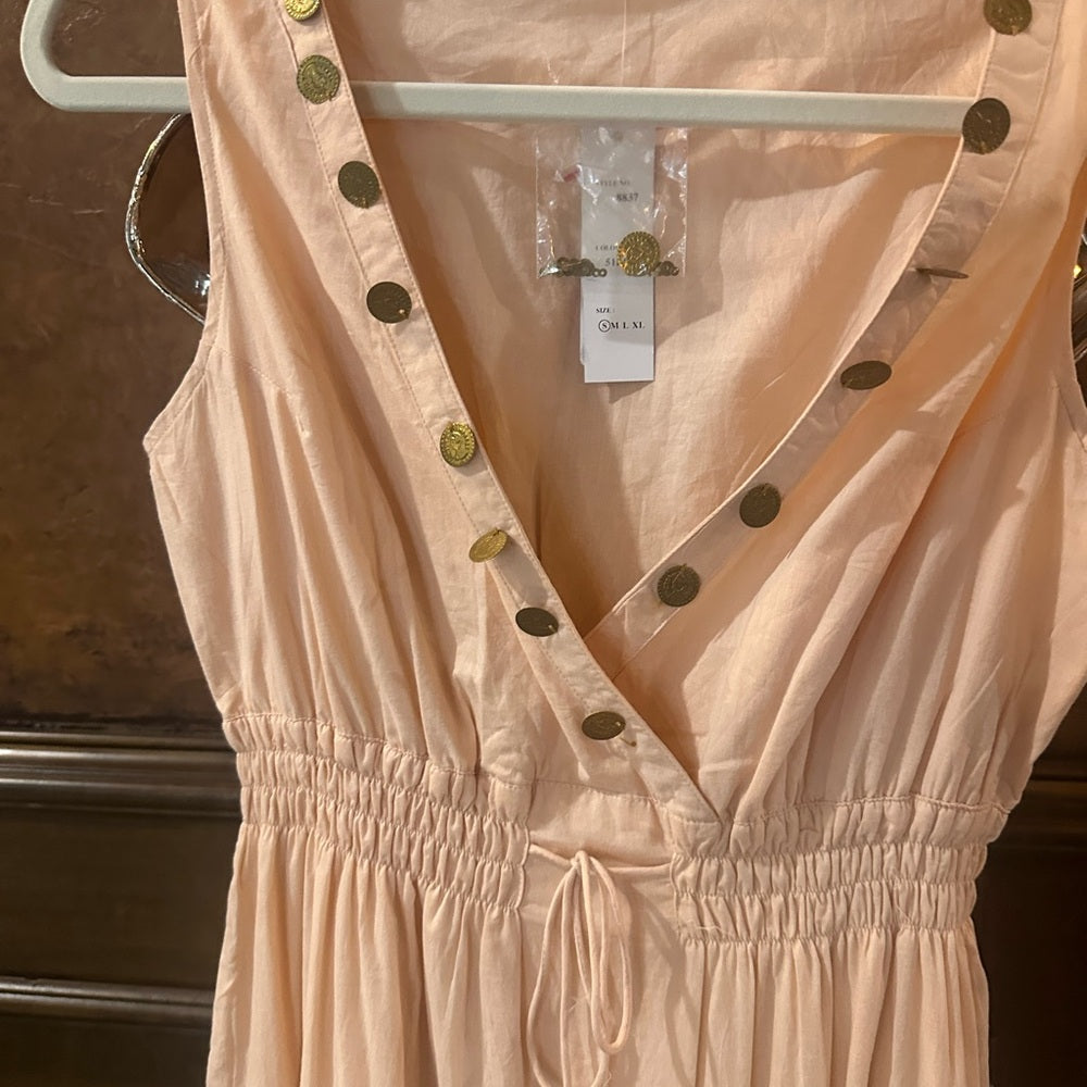 NWT SIZE S Pink Sleeveless Tiered Sundress with V-Neck
