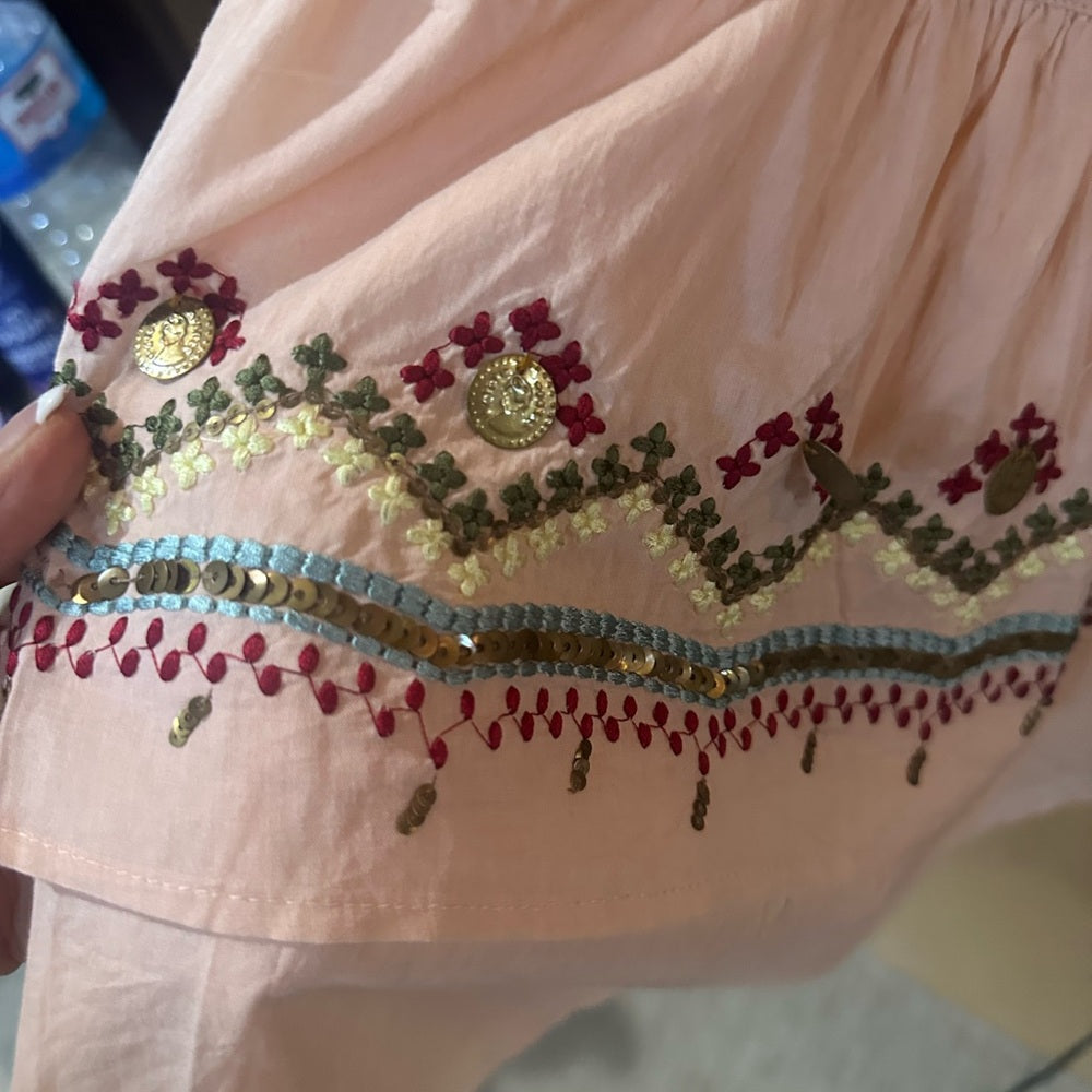 NWT SIZE S Pink Sleeveless Tiered Sundress with V-Neck