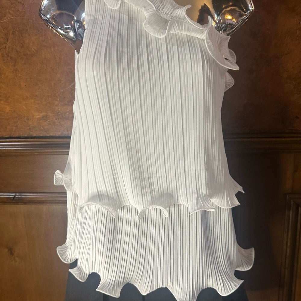 NWOT SIZE L Lush White Asymmetrical Ruffled Tank Top