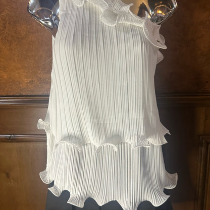 NWOT SIZE L Lush White Asymmetrical Ruffled Tank Top