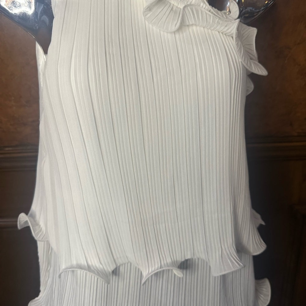 NWOT SIZE L Lush White Asymmetrical Ruffled Tank Top