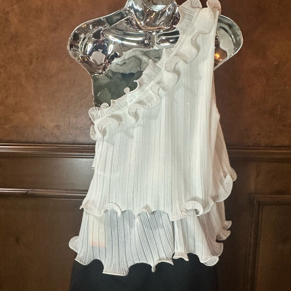 NWOT SIZE L Lush White Asymmetrical Ruffled Tank Top