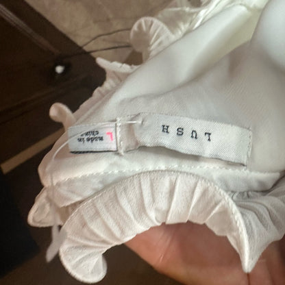 NWOT SIZE L Lush White Asymmetrical Ruffled Tank Top