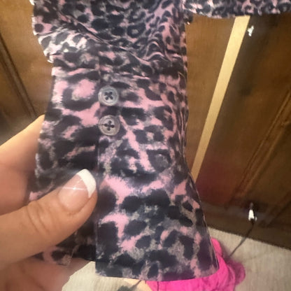 NWOT SIZE S Blue Life Black and Gray Fitted Tie Front Blouse