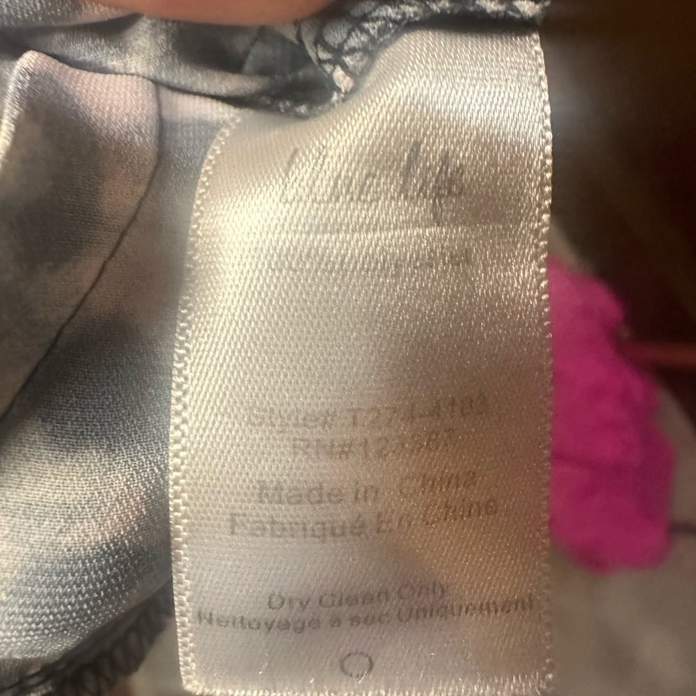 NWOT SIZE S Blue Life Black and Gray Fitted Tie Front Blouse