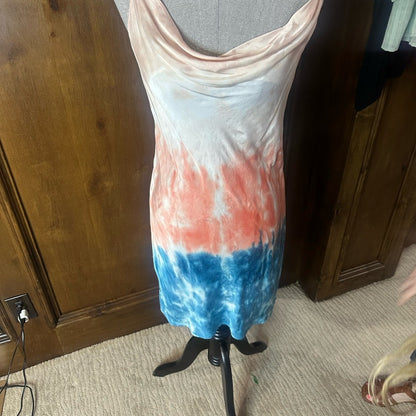 NWOT SIZE M Pink and Blue Cowl Neck Slip Mini Dress