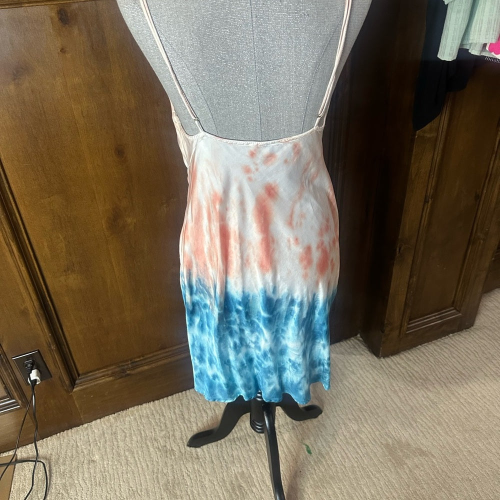 NWOT SIZE M Pink and Blue Cowl Neck Slip Mini Dress