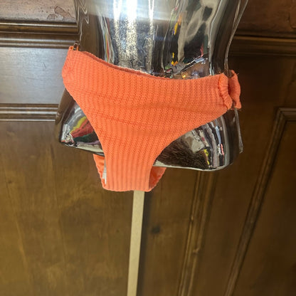 BECCA Orange Bikini with Ribbed Texture and Side Ties