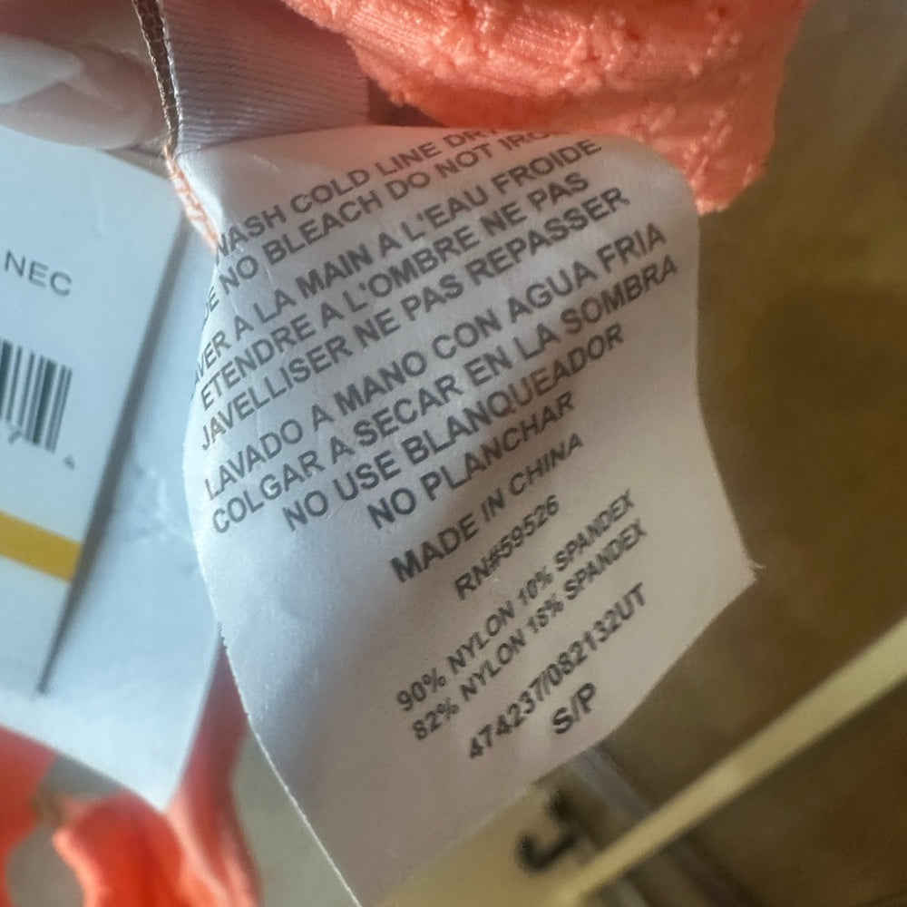 BECCA Orange Bikini with Ribbed Texture and Side Ties