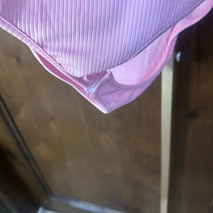 NWOT SIZE L Fitted Pink Cap Sleeve Cutout Bodysuit