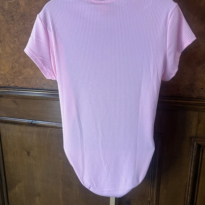 NWOT SIZE L Fitted Pink Cap Sleeve Cutout Bodysuit