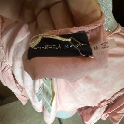 NWT SIZE M Mustard Seed Pink Ruffled Flutter Sleeve Crop Top