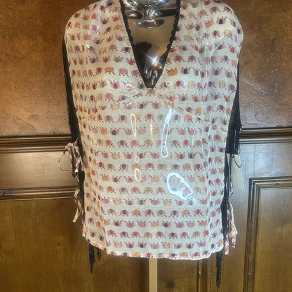 NWT SIZE L Skies Are Blue Cream Pink Sleeveless Blouse