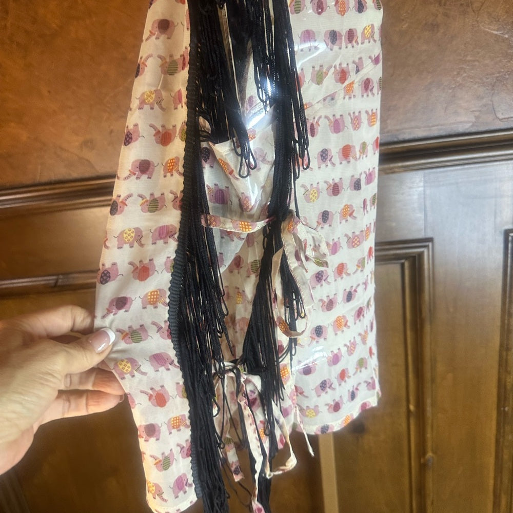 NWT SIZE L Skies Are Blue Cream Pink Sleeveless Blouse