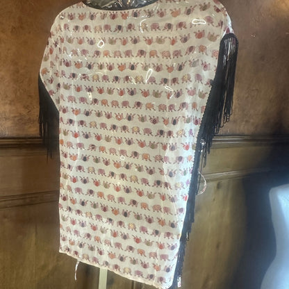 NWT SIZE L Skies Are Blue Cream Pink Sleeveless Blouse