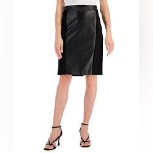 NWT SIZE M Kasper Black Pencil Wrap Skirt Cocktail