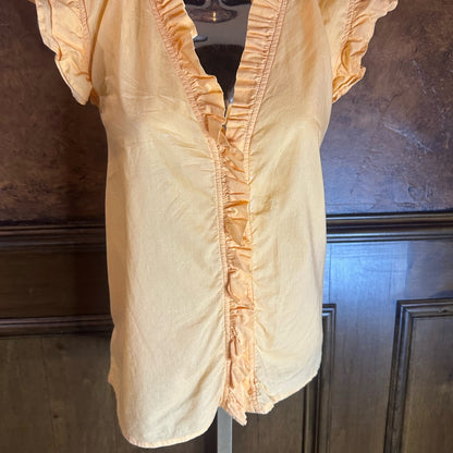 NWOT SIZE M J. Crew Orange Flutter Sleeve Blouse with Ruffled Mandarin Collar