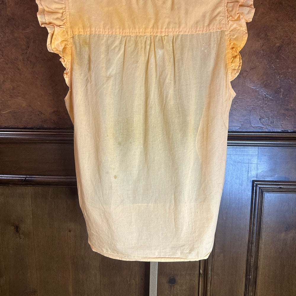 NWOT SIZE M J. Crew Orange Flutter Sleeve Blouse with Ruffled Mandarin Collar