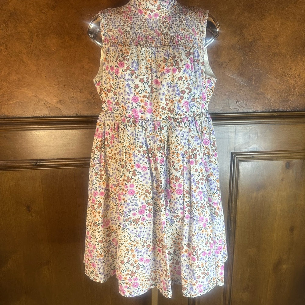 SIZE S/36 Casual Pink and Blue Mock Neck Mini Sundress