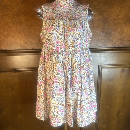 SIZE S/36 Casual Pink and Blue Mock Neck Mini Sundress