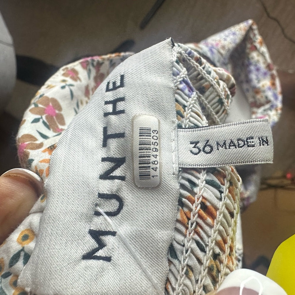 SIZE S/36 Casual Pink and Blue Mock Neck Mini Sundress