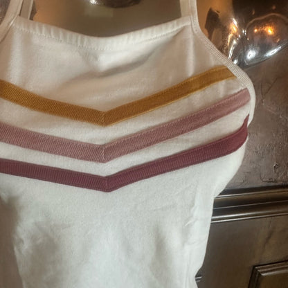 NWOT SIZE M American Eagle Outfitters White and Red Fitted Tank Top