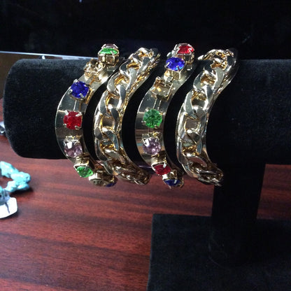 Elegant Gold and Multicolor Gemstone Bracelet