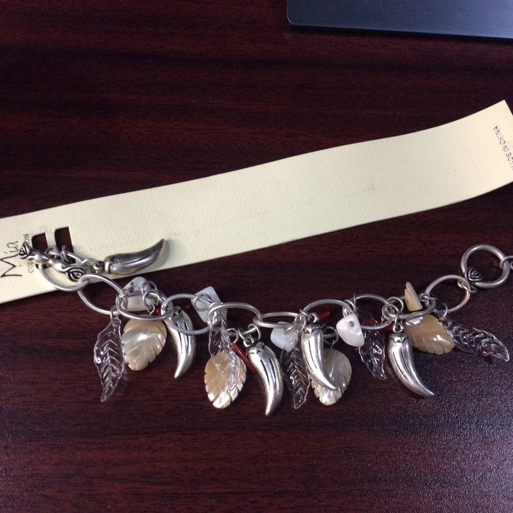 MIA Silver and Cream Nature-Inspired Charm Bracelet