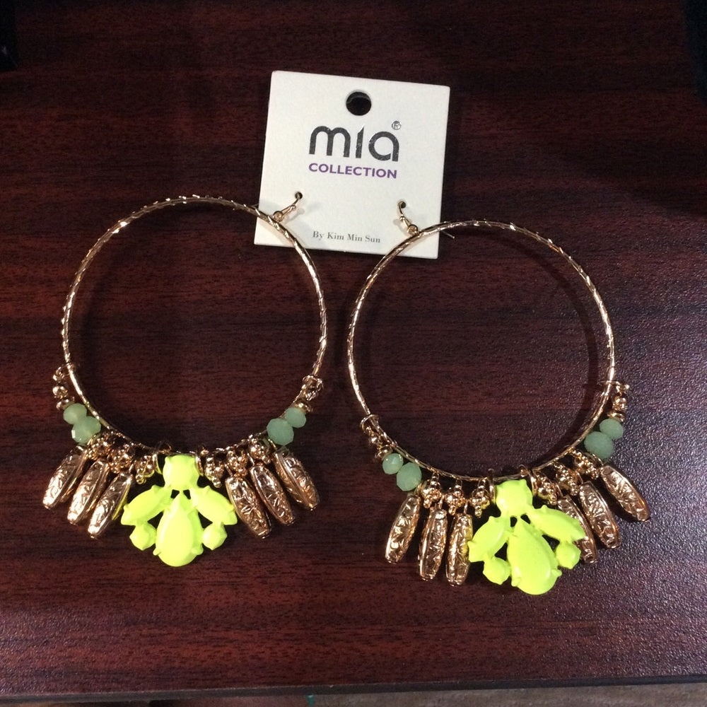 MIA Gold and Yellow Statement Hoop Earrings