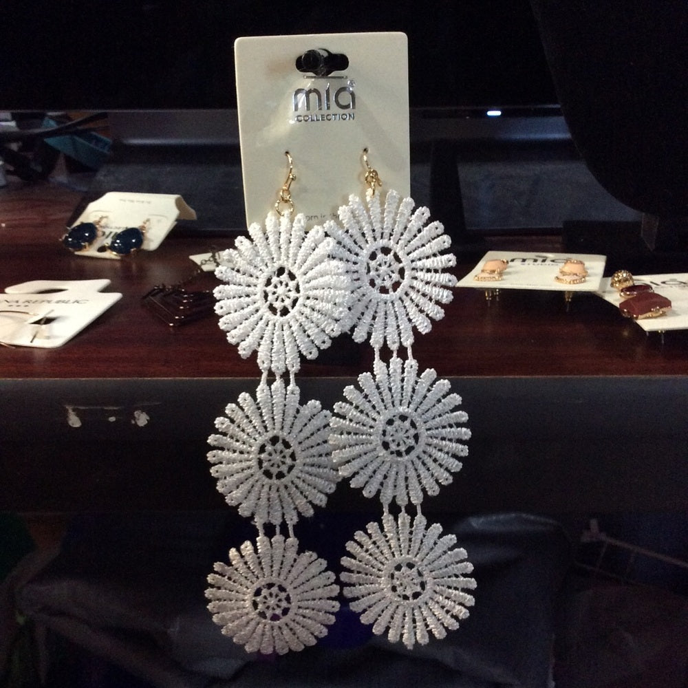 MIA Collection White Fabric Floral Earrings