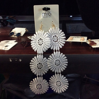 MIA Collection White Fabric Floral Earrings