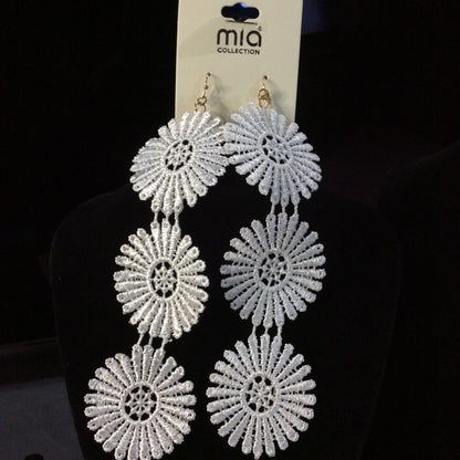 MIA Collection White Fabric Floral Earrings