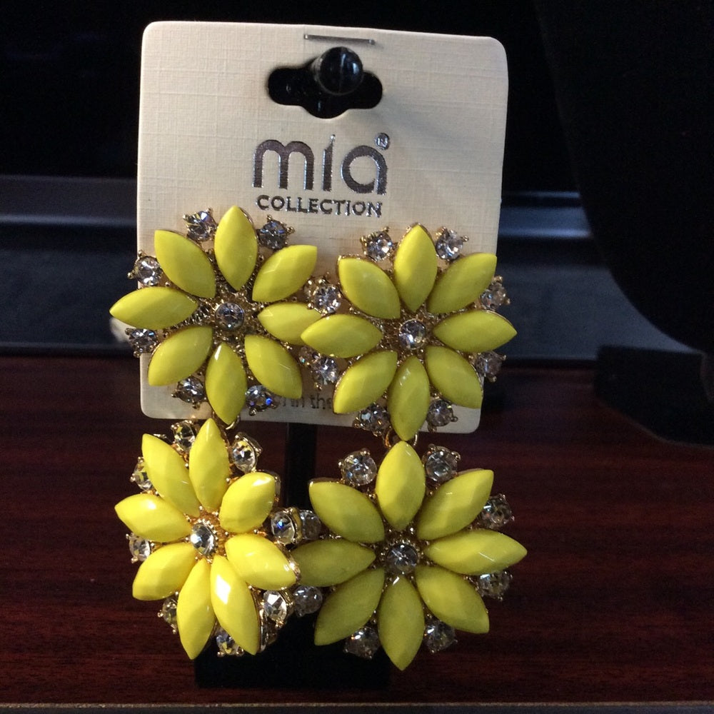 MIA Yellow Floral Statement Earrings