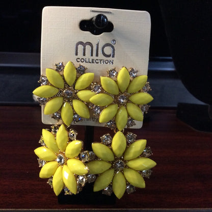 MIA Yellow Floral Statement Earrings
