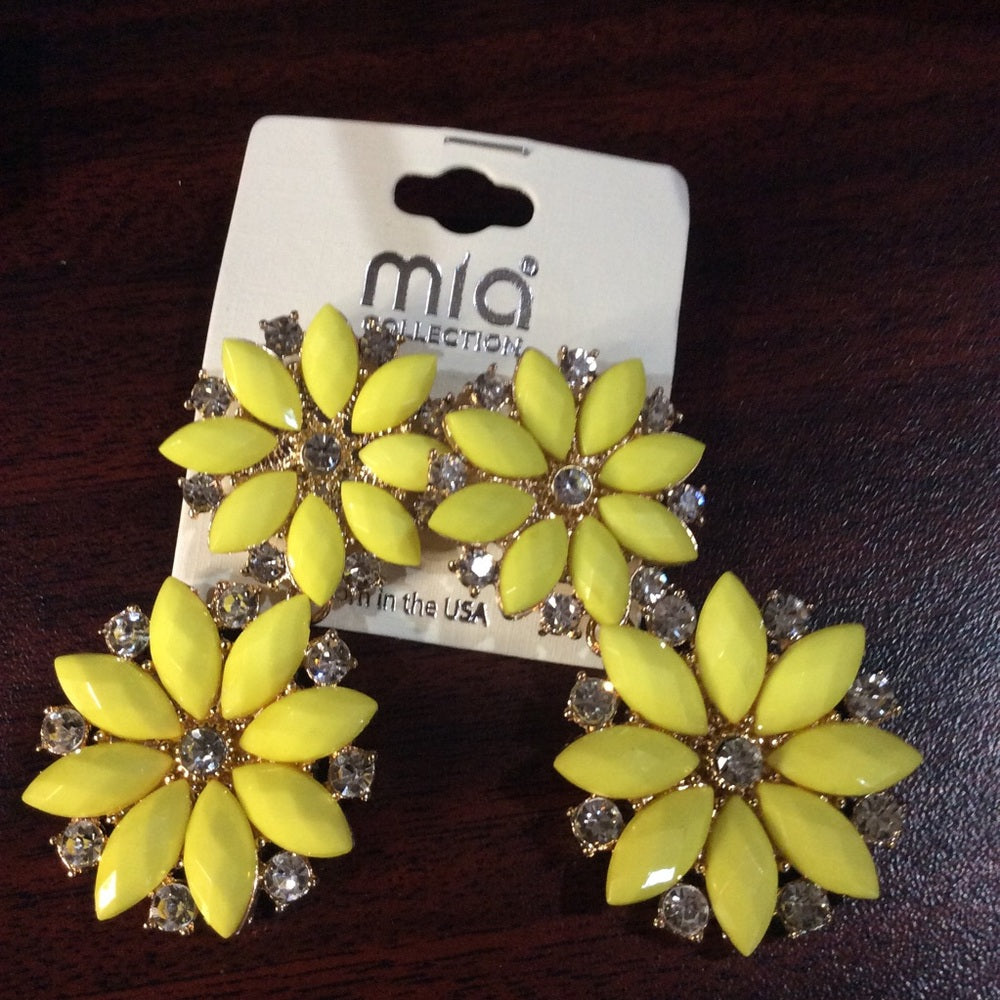 MIA Yellow Floral Statement Earrings