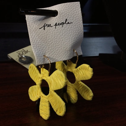 Free People Whimsical Yellow Flower Earrings