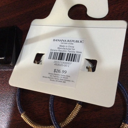 Banana Republic Blue and Gold Textured Hoop Earrings