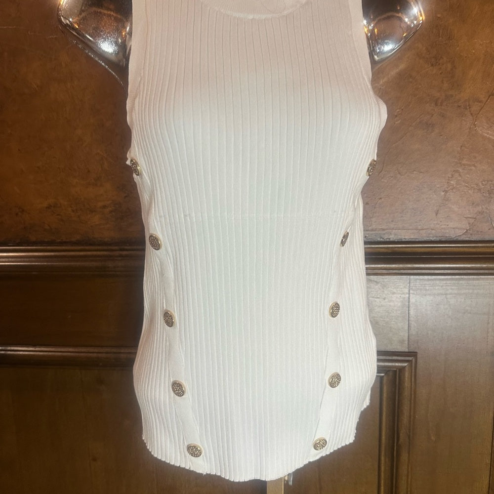 NWT SIZE M INC International Concepts Cream Ribbed Tank Top