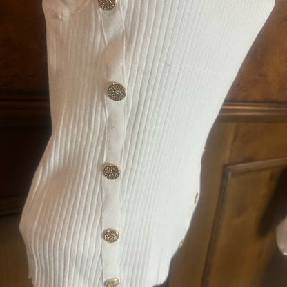 NWT SIZE M INC International Concepts Cream Ribbed Tank Top