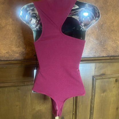 NWT SIZE S Astr Asymmetrical Red Sleeveless Bodysuit