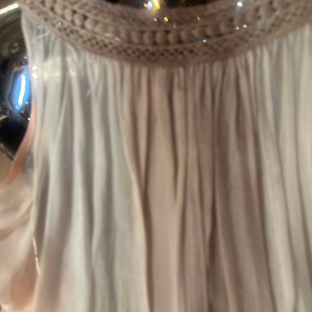 Blue Embellished Tiered Long Sleeve Sundress