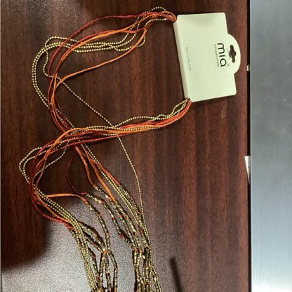 MIA Gold and Orange Layered Necklace with Bohemian Charm