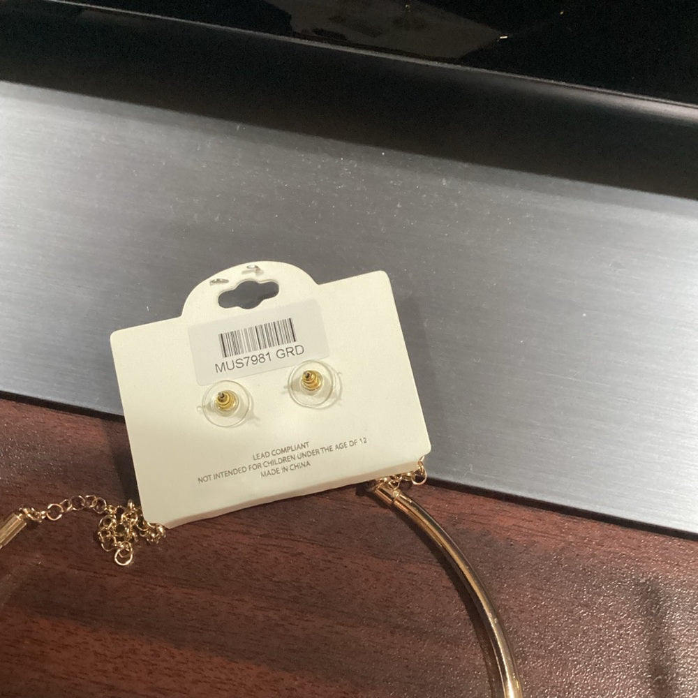 MIA Gold and Orange Necklace and Earrings set with Carnelian Stones