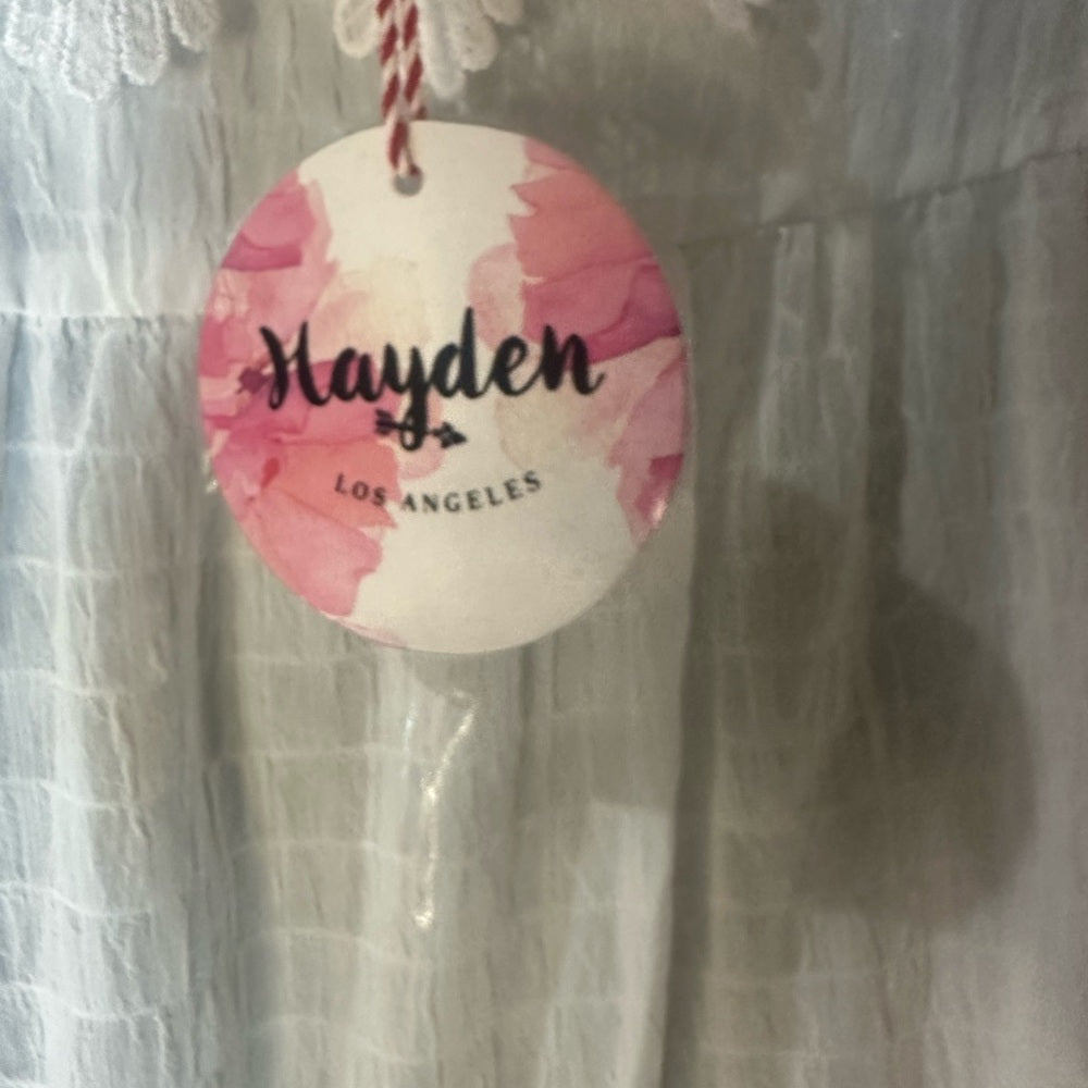 Hayden White Blouse with Bishop Sleeves and Bib Collar