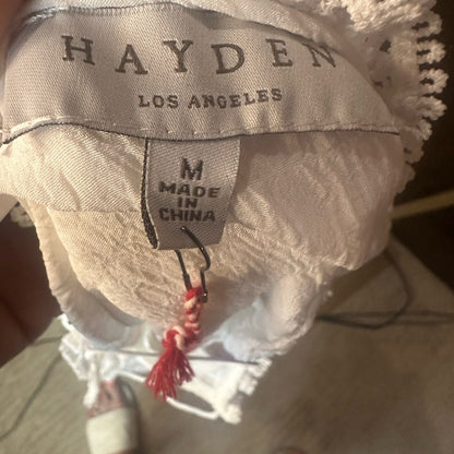 Hayden White Blouse with Bishop Sleeves and Bib Collar